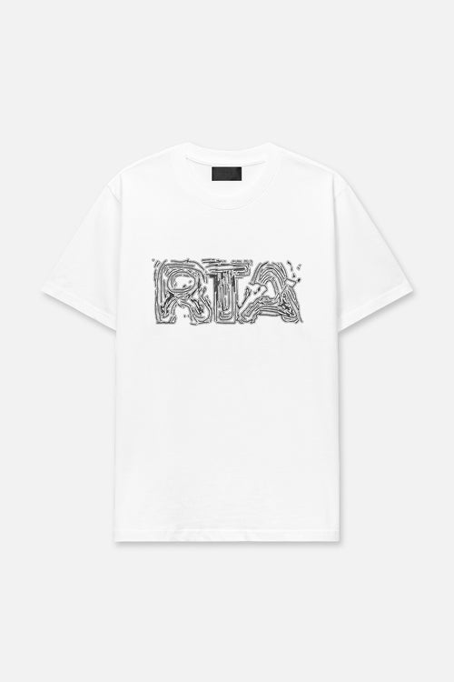 Liam Short Sleeve Tee | White Topographic Logo