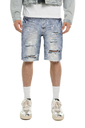 Painterly Rip Denim Short