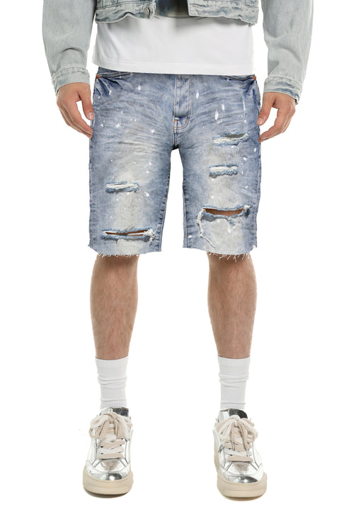 Painterly Rip Denim Short