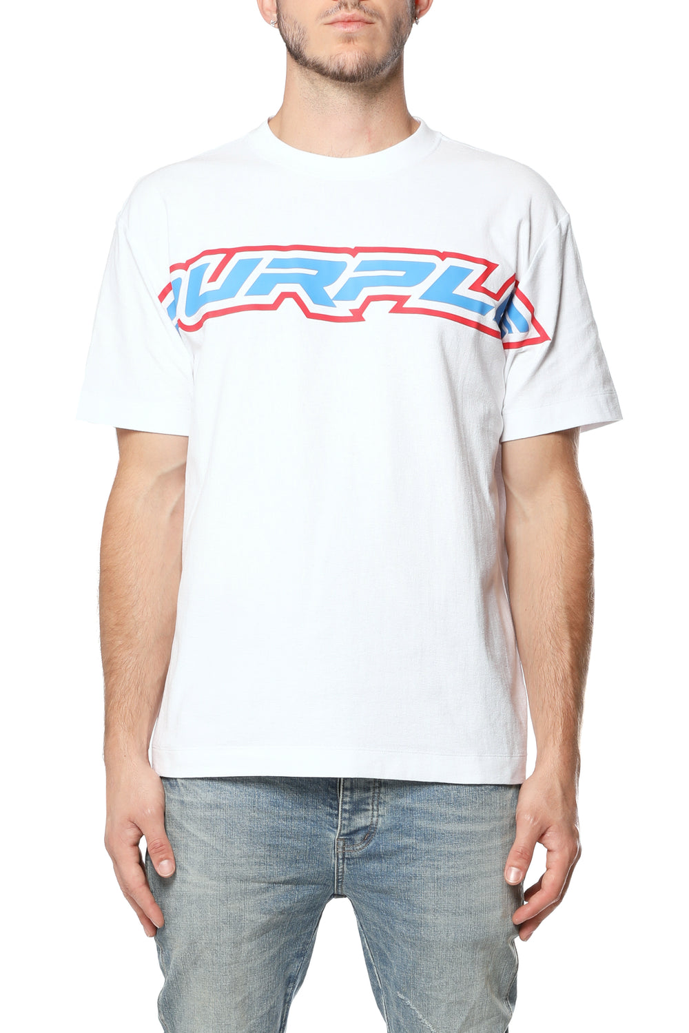 Textured Jersey Ss Tee White/Red/Blue