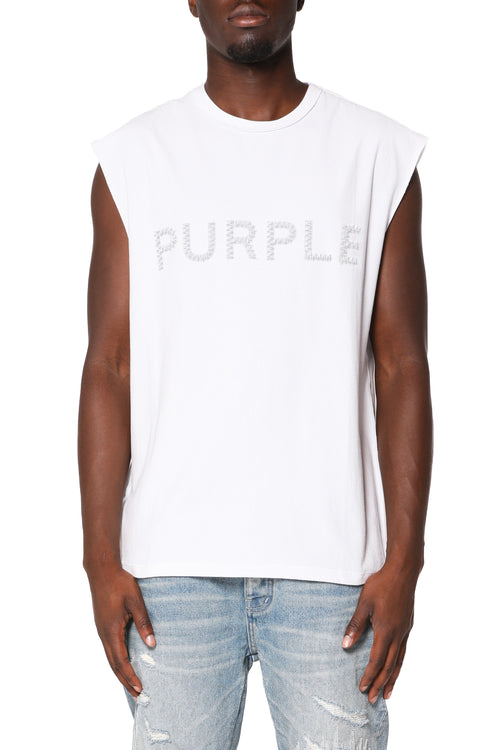 Textured Sleeveless Tee White/Stones