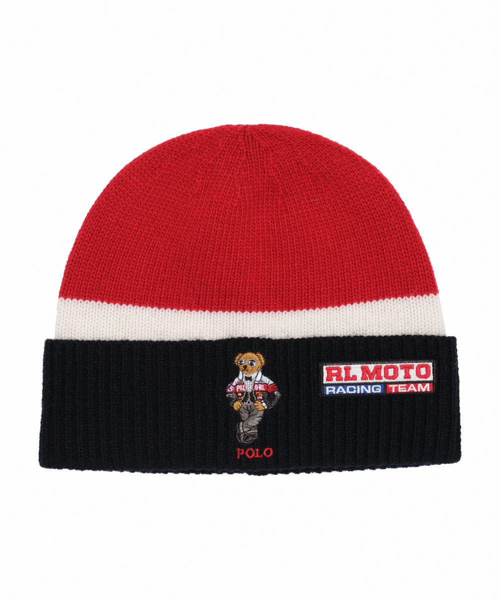 Color Block Holiday Bear Beanie