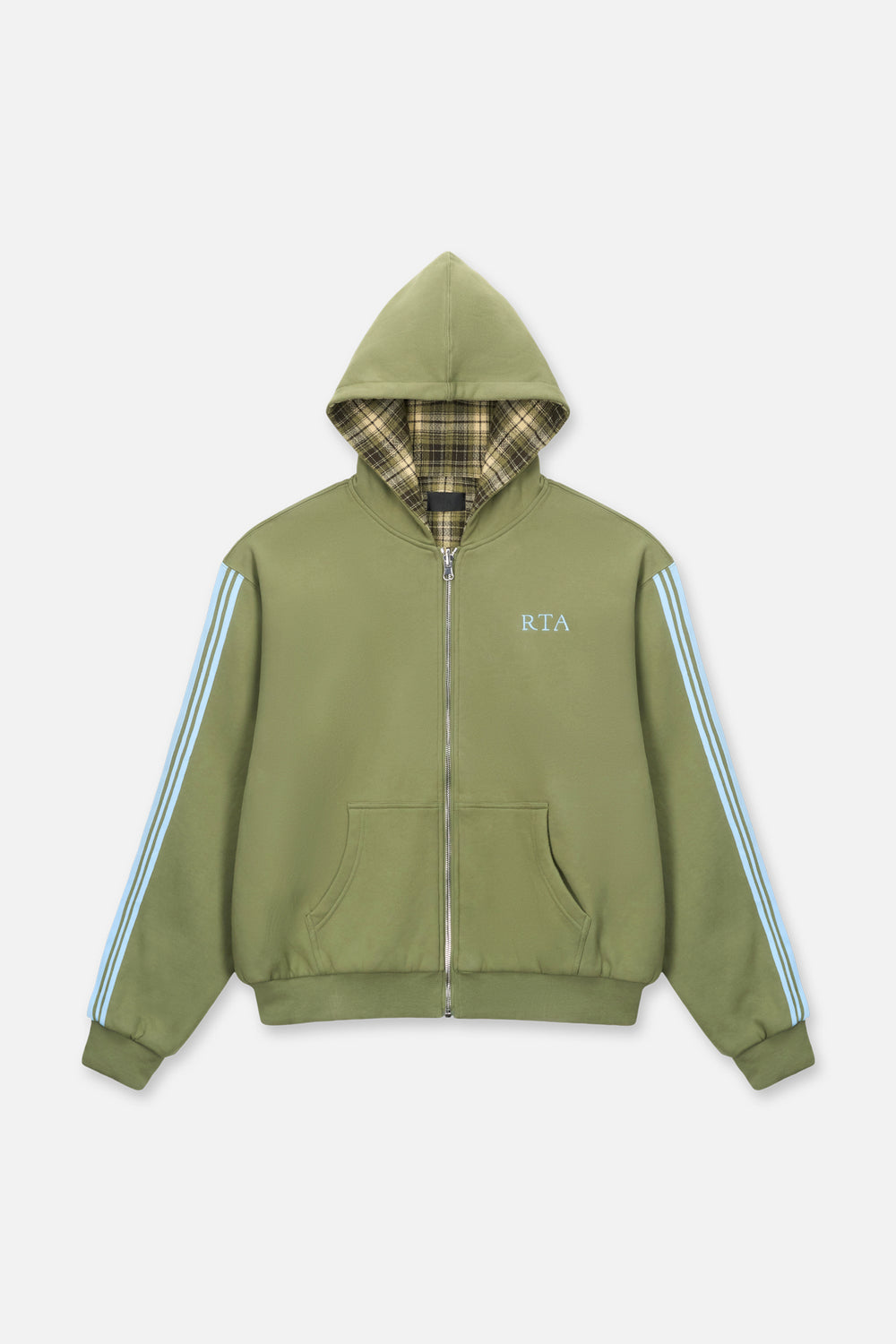 Elen Reversible Zip Up Hoodie | Olive Plaid Combo