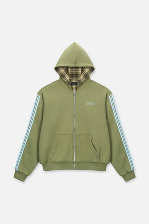 Elen Reversible Zip Up Hoodie | Olive Plaid Combo