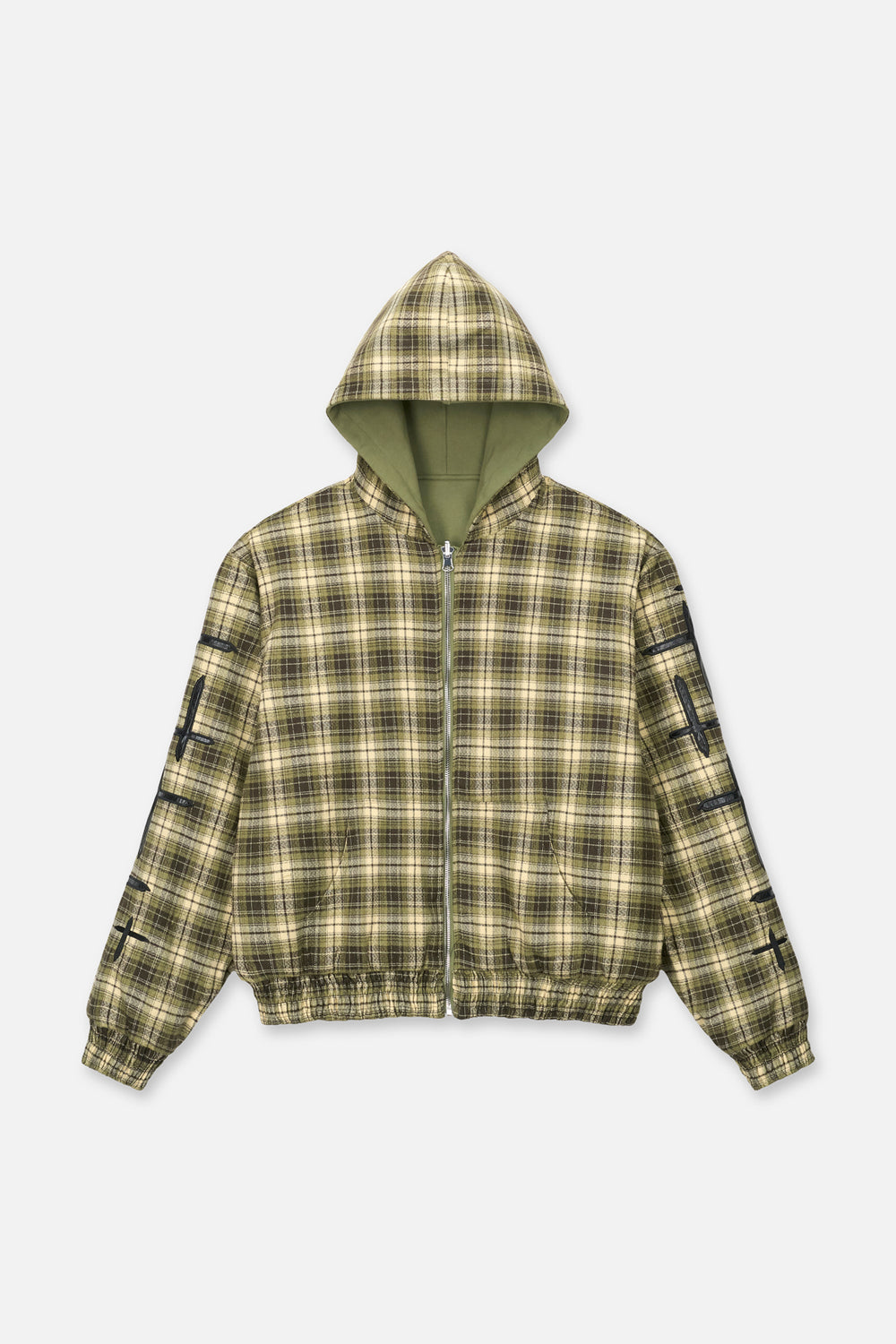 Elen Reversible Zip Up Hoodie | Olive Plaid Combo