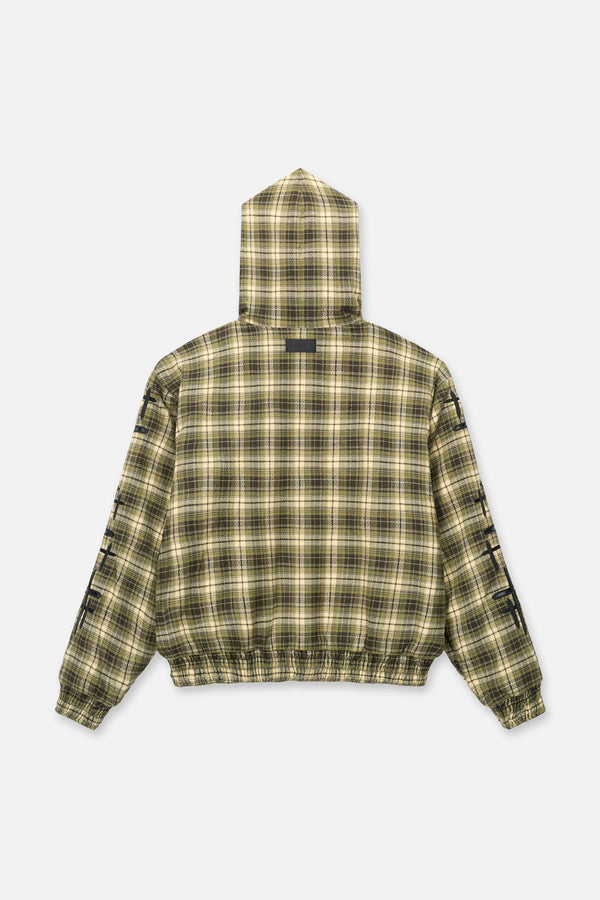 Elen Reversible Zip Up Hoodie | Olive Plaid Combo