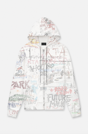 Floyd Zip Up Hoodie | White Skate Sticker