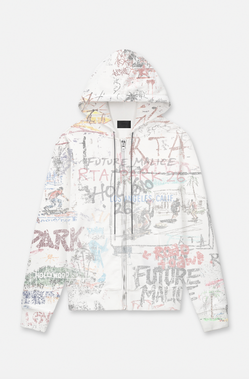 Floyd Zip Up Hoodie | White Skate Sticker