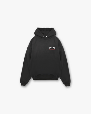 24 HOUR SERVICE HOODIE STAINED BLACK