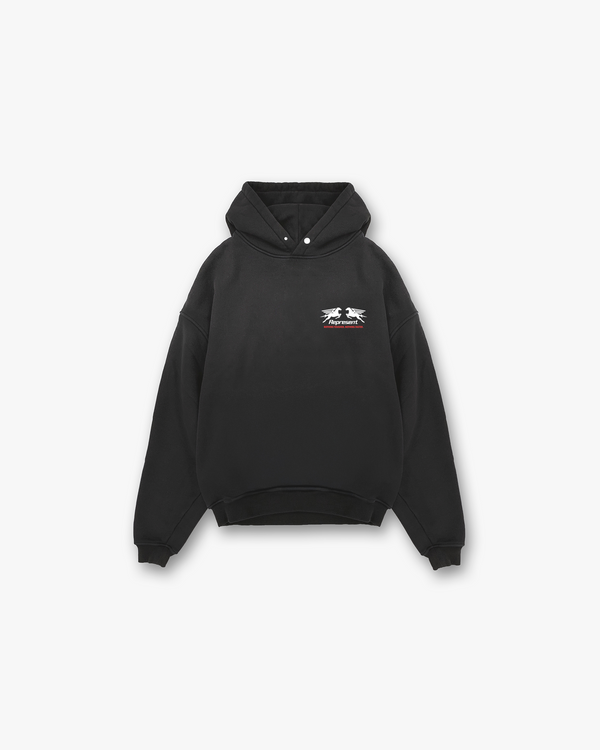 24 HOUR SERVICE HOODIE STAINED BLACK