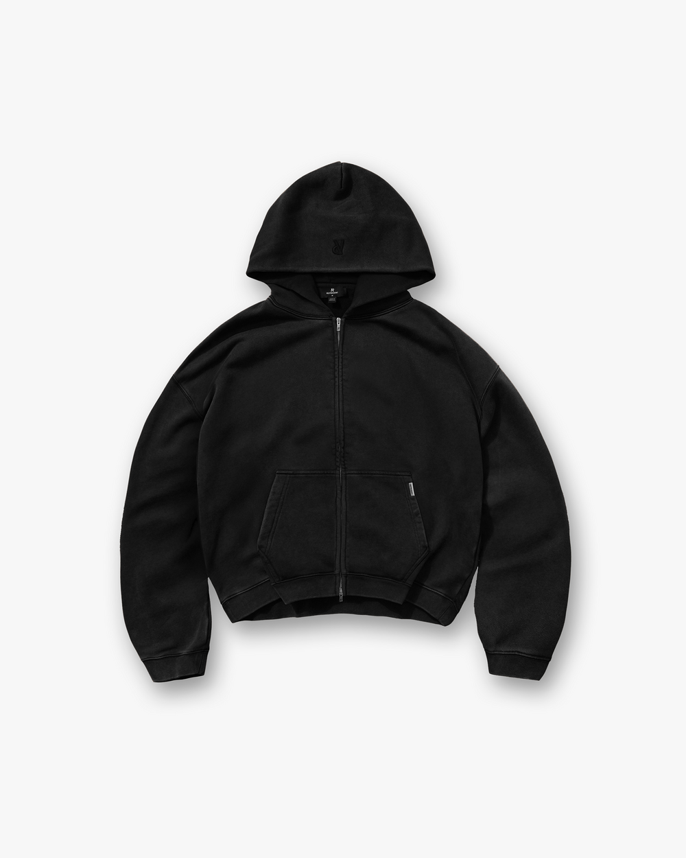 INITIAL BOXY OVERSIZED ZIP THROUGH HOODIE black