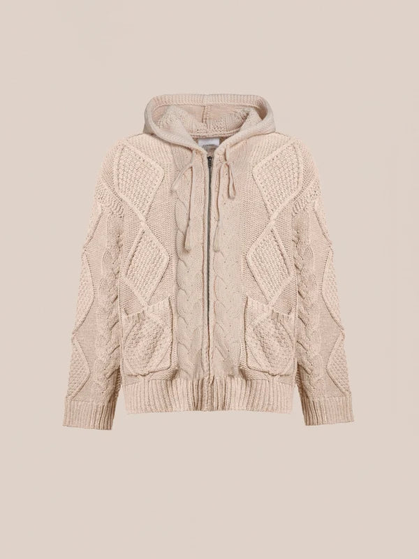Zip Up Cable Knit Hoodie