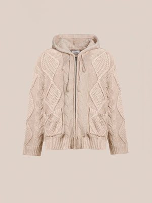 Zip Up Cable Knit Hoodie