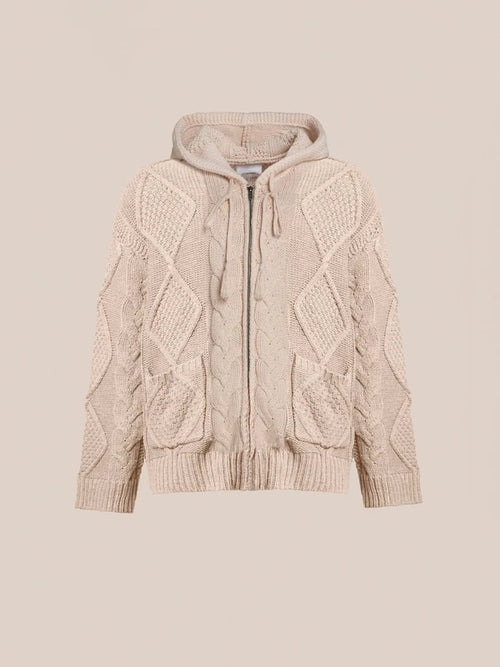 Zip Up Cable Knit Hoodie